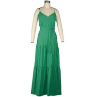 Ženska haljina Babrerdicy Women Party haljina Boho bez rukava Ljeto Strappy moda V-izrez zavoj ženska haljina zelena xl