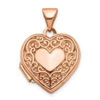 14k Rose Gold Scroll Heart Cucket Privjesak