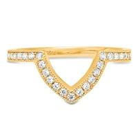 0. CT sjajan okrugli izrezan kultivirani dijamant SI1-si J-K Solid Real 18k žuti zlatni nosač za angažman dizajner Art Deco Dainty Obećanje Vjenčanje BW Veličina 7