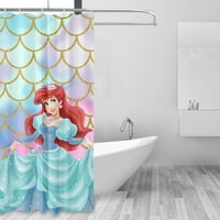Zavjesa za tuširanje L-180 * Mala sirena u kupaonici u kupaonici Ariel estetska moderna tkanina vodootporna tuš zavjesa set sa kukom
