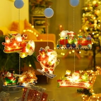 TureClos božićni prozor svjetlosni ukrasi, predaju Božić sa usisnim čašicom 3D svjetla Santa Claus Bell Božićna svjetla Svjetla za zavjese