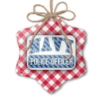 Policajci za božićne ornament mornarice, plave pruge Crveni plaid neonblond