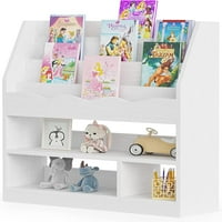 Tribins dječje police za knjige, dječja knjiga za porijeklo Organizator igrača za skladištenje za dječju sobu, vrtić, drvena bijela