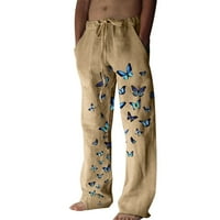 Muške pantalone Muške modne ležerne printene posteljine džepove čipke hlače Velike veličine hlače za