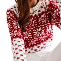 Ženski džemper s dugim rukavima s dugim rukavima Geometrijski snježni pahuljice Klintni vrpce