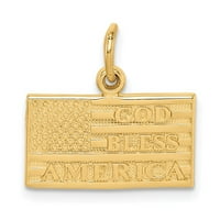 Auriga 14k žuto zlato Bog blagoslovi Amerika zastava šarm Privjesak za žene