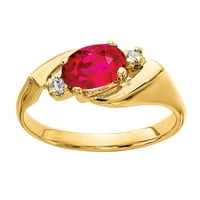 Primal Gold Karat Yellow Gold 7x ovalni rubin dijamantski prsten
