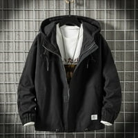 Pedort Men Casual Ispljena pamučna jakna Muška prekrivana mješovita medija Majica Mobl Wear Wearcher Jacket Black, XL