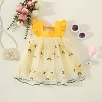 Djevojčica toddlera 'haljina kratkih rukava Tutu Haljine casual print žuti 9
