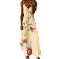 Ljetne haljine za žene bez rukava Boho cvjetni ispis špageta remen V izrez Graphic Tunic Haljina labava