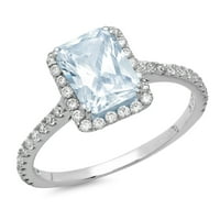 1.86ct smaragdni rez plavi simulirani dijamant 18k Bijelo zlato ugraviranje izjava bridalna godišnjica