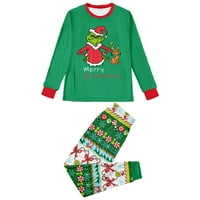 Božić Grinch Božićne pidžame za porodičnu podudaranje PJS set Slatko tiskano Top + Grinch Hlače za spavanje, kuća za odmor Xmas Porodični zaslon za spavanje Unise PJS hlače Postavite odjeću s dugim rukavima