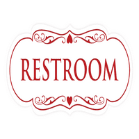 Dizajnerski znak toaleta - Bijeli crveni - srednji