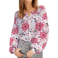 Ženska nova casual labav rukav modni modni cvijet 3D košulja za tisak Women plus veličina bluza za ženu za žene