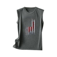 4. jula vrhovi rezervoara za žene Ležerna majica US Zastava Ispis O-izrez bez rukava Slim Fitness prsluk