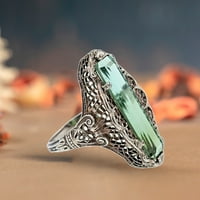 Girls Ring izdubljeni zeleni kubični zirkonijski nakit Vintage prsten za prste za svadbenu zabavu BANKET