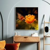 Leptir i cvjetni platno Zidna umjetnost bez uokvirenog, kvadratna verzija zidni dekor Moderni kućni ukras