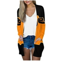 Yubatuo Womens Halloween Cardigan s dugim rukavima otvorena prednja mekana jakna za draperi plus veličine