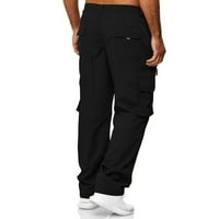 Muške jogger hlače opušteno fit solidne boje teretni hlače Elastične struke Poslovne casual pantalone