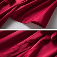 Lovskoo Womens Pidžama setovi salona salona tri čvrste kratke rukave Pajamas casual mini haljina pidžamas kućni odjeća za spavanje crvena