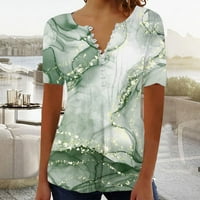 Gathrrgyp ljetne majice za žene, ženski ljetni V-izrez za ispis Ležerne prilike labavih kratkih rukava