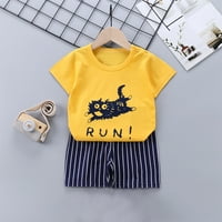 Cleance u iznosu od $ Cherella Toddler Kids modni slatki kratki rukav Cartoon Print casual odijelo žute,