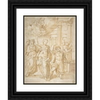 Bartolomeo Neroni Black Ornate Wood Framed Double Matted Museum Art Print pod nazivom - Sibil najavljujući rođenje Krista do cara Augustusa