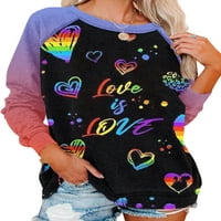 Prednjeg swwalk dame pulover kraljevske duge dugih rukava majica Sport Casual Tops Heart Print Rainbow