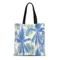 Platno tota torba Plava tropska džungla dlana odlazi na drveće Cvjetni uzorak šareno izdržljivo za višekratnu trgovinu na ramenu