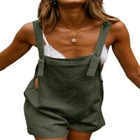 Avamo Žene Ljeto rezervoar bez rukava Sveukupno bez leđa izdubljene kratke hlače sa džepom Army Green XL