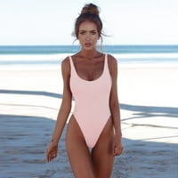Jedno kupaće kostim za žene Bikini na plaži za plažu podstavljene kupaće kostime One kupaći ženske kupaće kostime bez leđa Tankinis set ružičasta + xl