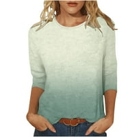 TAWOP majice za žene za žene Ženska modna ispisana labava majica rukava bluza okrugla vrat casual vrhovi bež 4