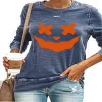 Ženska modna posada Crta Tee Ladies Casual Halloween dugih rukava od ispisanih bluza pulover tunike