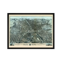 Mapa Syracuse New York - Uokvirena Vintage Syracuse NY karta - ptičji pogled na Eye of Syracuse New
