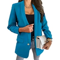 Akiihool Women Blazer Žene Casual Blazer jakne džepove Dugi rukav Otvoreno Prednji jedno dugme Peplum