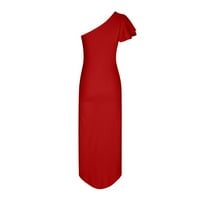 Polufalne haljine za ženska haljina za zabavu Jedno rame Ruffle Solid Color Fashion Jednostavni poklon