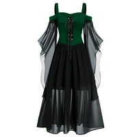 Haljina za žene, žene plus veličine hladnog ramena leptir rukava čipka za Halloween Gothic haljina zelena 4xl