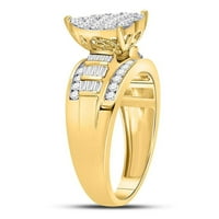 10k žuto zlato okruglo Diamond Heart Cluster Bridal Angažov prsten CTTW