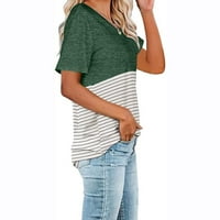 Ženska majica Ženska majica s kratkim rukavima kratki džep Casual Block Boja boja O-izrez Košulje Žene