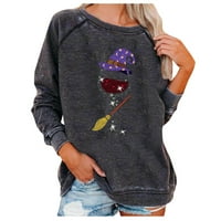 Ženski pulover s dugim rukavima okrugli vrat Srednja duljina Print Comfy pune rukave Majice Halloween