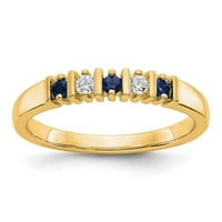 14K žuto zlato Real Diamond W Sapphire Band