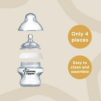 Tommee Tippee bliže bočici za bebe prirode, anti-kolika, bradavica poput grudi, BPA, spor protok,, prozirni