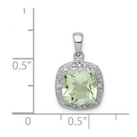 Jewels Sterling Silver Rhodium Green Kvarc & Diamond Privjesak