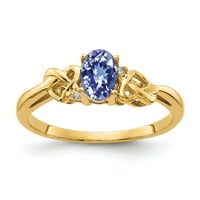 Čvrsta 14k žuto zlato 6x ovalna tanzanite plava decembar dragi dijamantni zaručnički prsten veličine 7