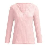 Hemise SOLID rukav za slobodno vrijeme Henley Ljeto za žene Pink 2xl