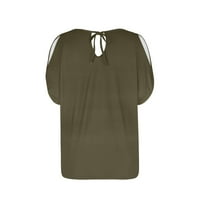 Hladne vrhove ramena za žene Dressy kratkih rukava Bluze Regularne fit T majice Pulover Tines vrhovi čvrste majice Crew Crt Crt Ležerne prilike Laako njege Prozračne pulover Army Green XXL