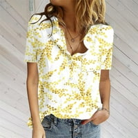 Peskiiy ljetni vrhovi za žene kratki rukav splitske majice Cvjetni ispis Elegantne bluze sa džepnim