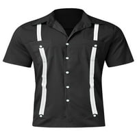 Leuncero muškarci vrši ljetne košulje sa ljetnim košuljama dolje bluza mens regularna fit tee casual majica kratkih rukava crna m