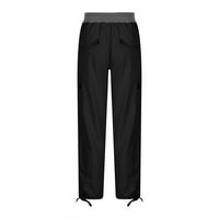 Teretne hlače za žene sa džepovima na otvorenom Ležerne prilike, planinarske radne hlače Srednji struk Atletičke putne pantalone Joggers Black