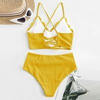 Košari za kupanje Dječaci Swim odijelo Vrhovi za juniore Crisscross Struk Žene Dvije kupaćim kostima SOLID Bikini High Back Set Swimwimwes Tankinis Postavite mrežicu Bikini